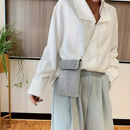 Women’s Glitter Rhinestone Crossbody Bag – Sequin Evening Purse & Wedding Handbag