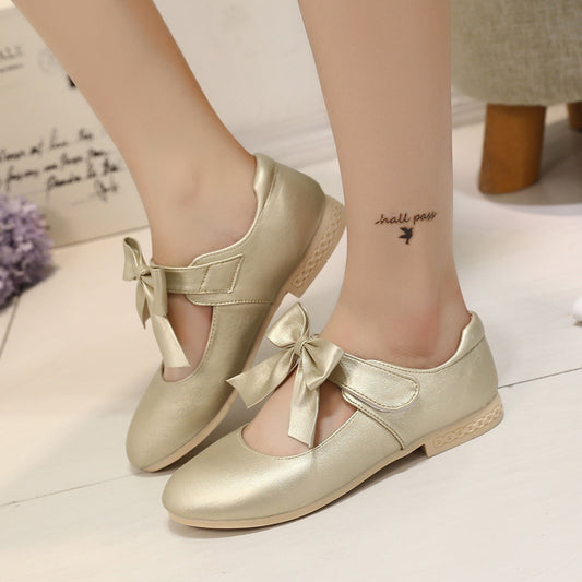Girls’ White Leather Shoes – Bowknot Princess Dress Shoes for Children