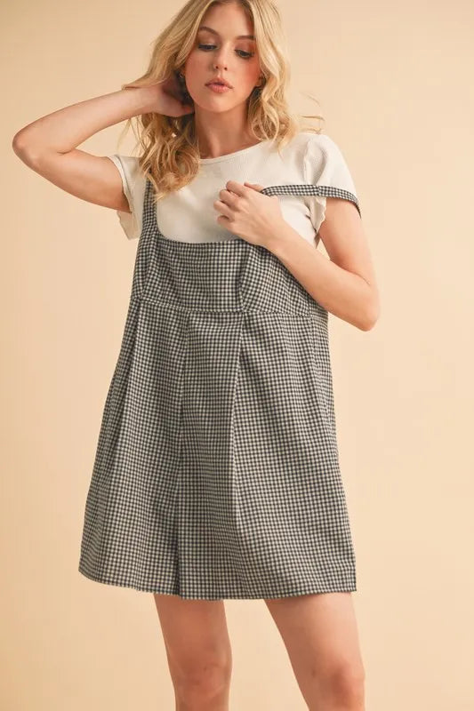 Aemi+Co Plaid Square Neck Romper