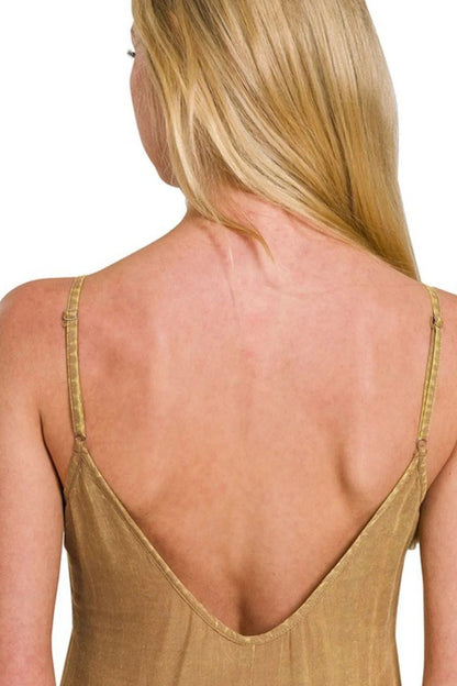 Zenana Mineral Washed Rayon Challis Cami Dress