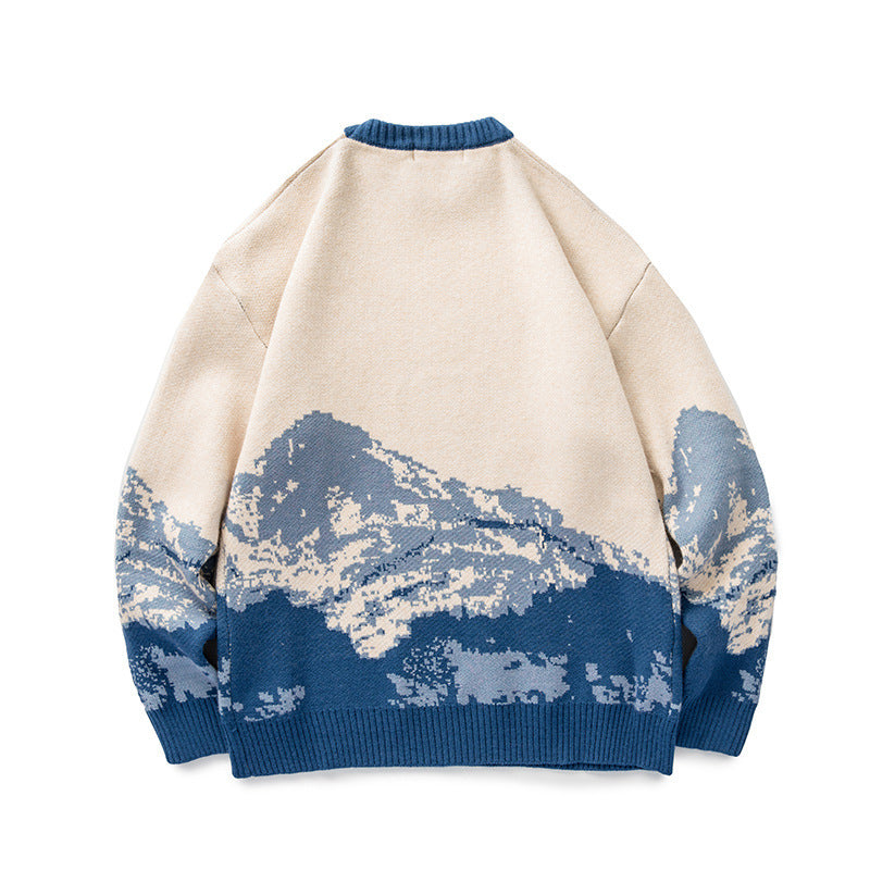 Snow Mountain Gradient Sweater For Men