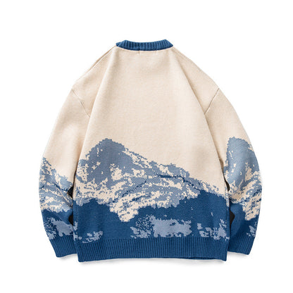 Snow Mountain Gradient Sweater For Men