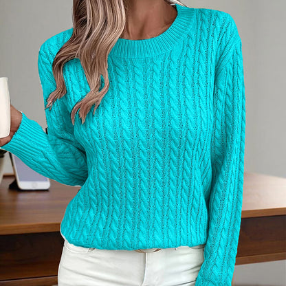 Women's Textured Long Sleeve Sweater Crewneck Pullover Dressy Casual Tops