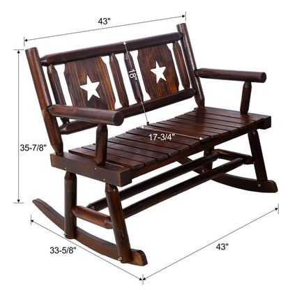 Outdoor Solid Wood Rocking Chair Bench
