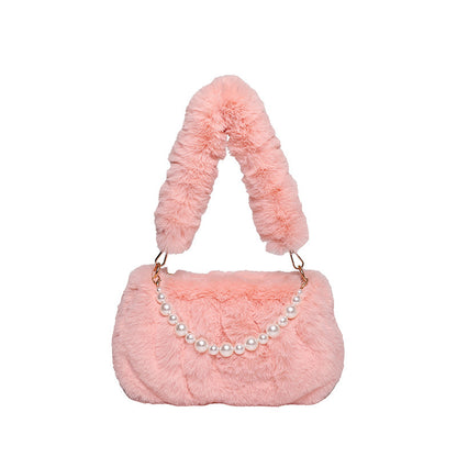 Women's Fashion Pearl Pleated Shoulder Bag