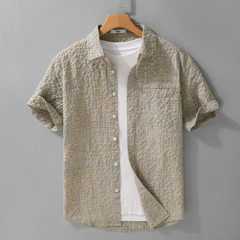 Fashion Trendy Loose Thin Shirt Plaid Men Clothing