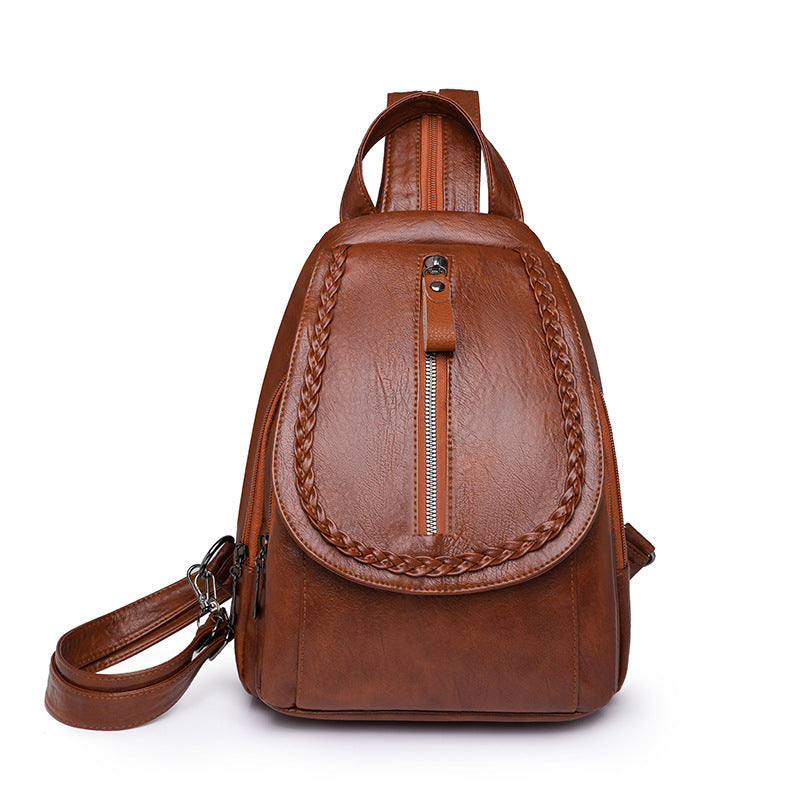 Women’s Soft Leather Backpack – Large Capacity Travel Bag