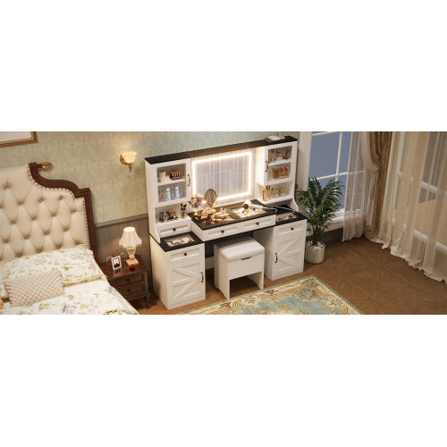Vanity Desk With Mirror And LED Lights