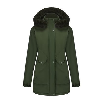 Women's Mid-length Big Fur Collar Cotton Coat Jacket