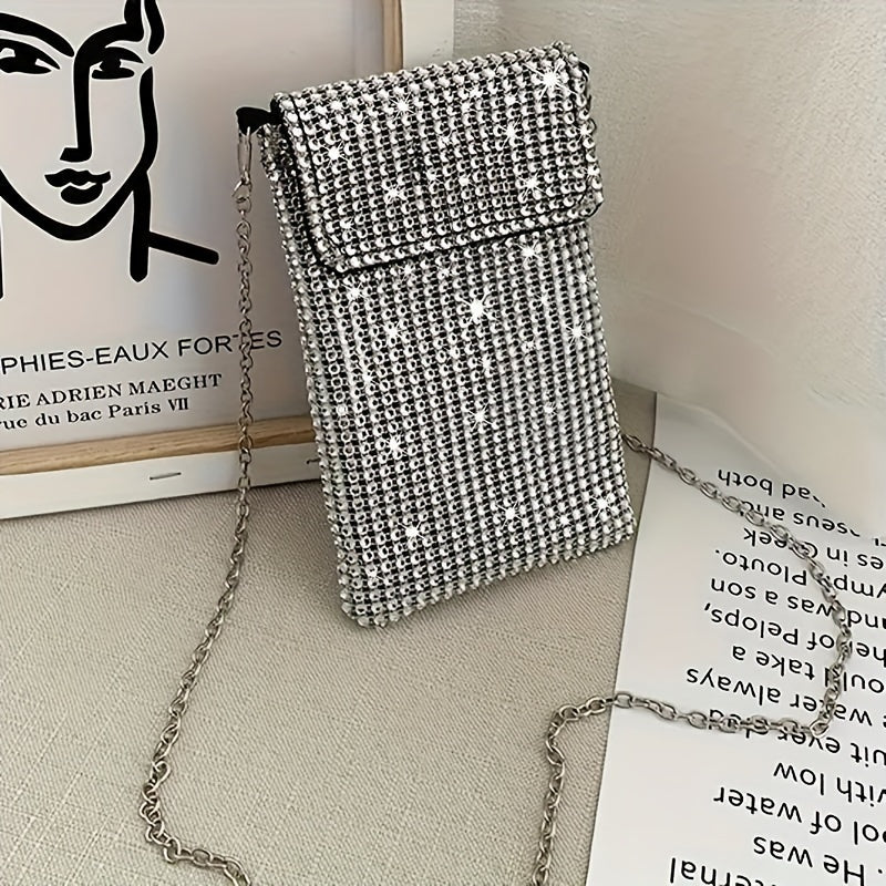 Women’s Glitter Rhinestone Crossbody Bag – Sequin Evening Purse & Wedding Handbag