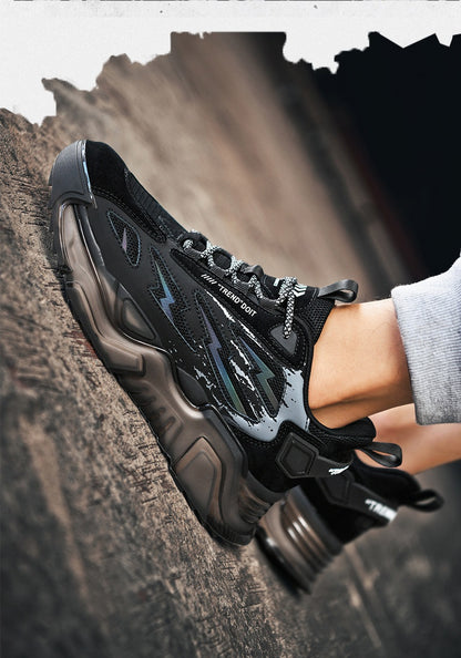 Men’s Casual Low-Top Sneakers – Breathable Popcorn Cushion Sports Shoes