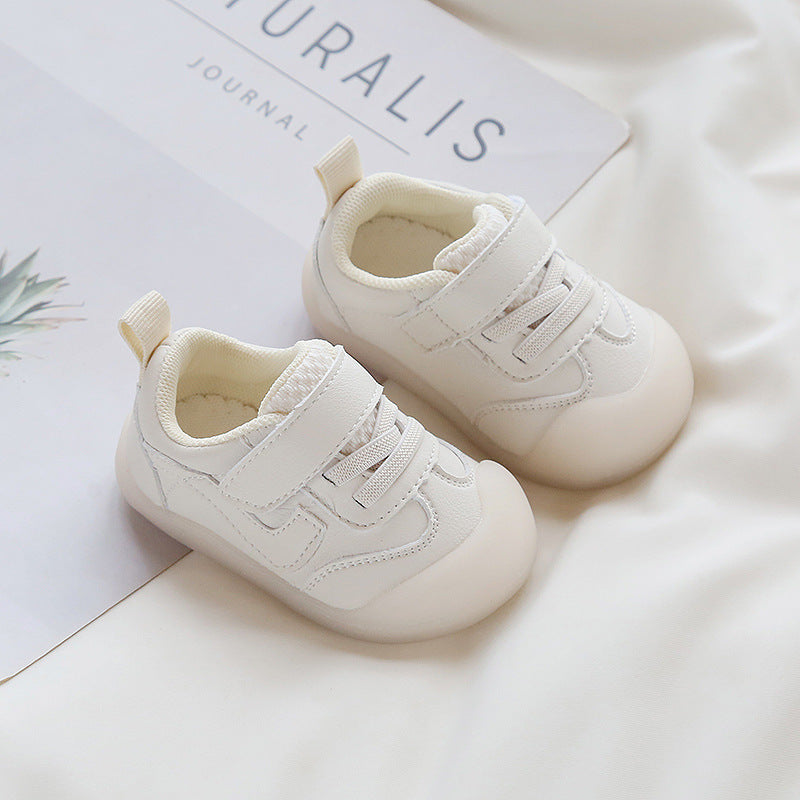Kids’ White Shoes – Solid Color Soft Bottom Toddler Sneakers for Boys & Girls