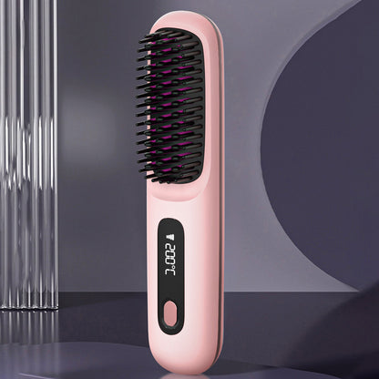 Portable Cordless Hair Straightening Brush With LED Display