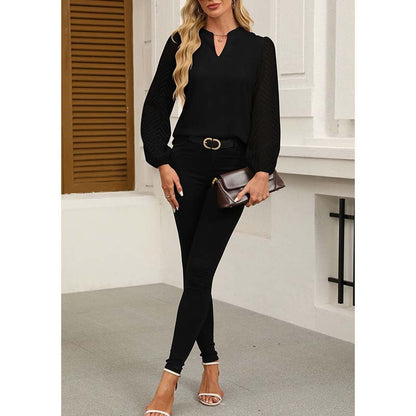 Women's Casual Lace Long Sleeve Chiffon Shirts