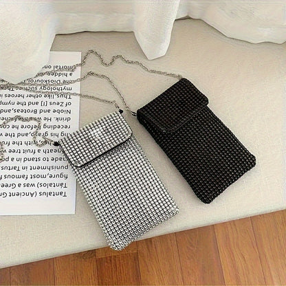 Women’s Glitter Rhinestone Crossbody Bag – Sequin Evening Purse & Wedding Handbag