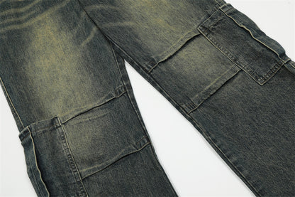 Fashion Washed Yellow Denim Overalls Men