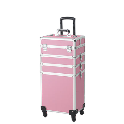 4-in-1 Aluminum Alloy, Trolley, Vanity Case, Embroidery Box