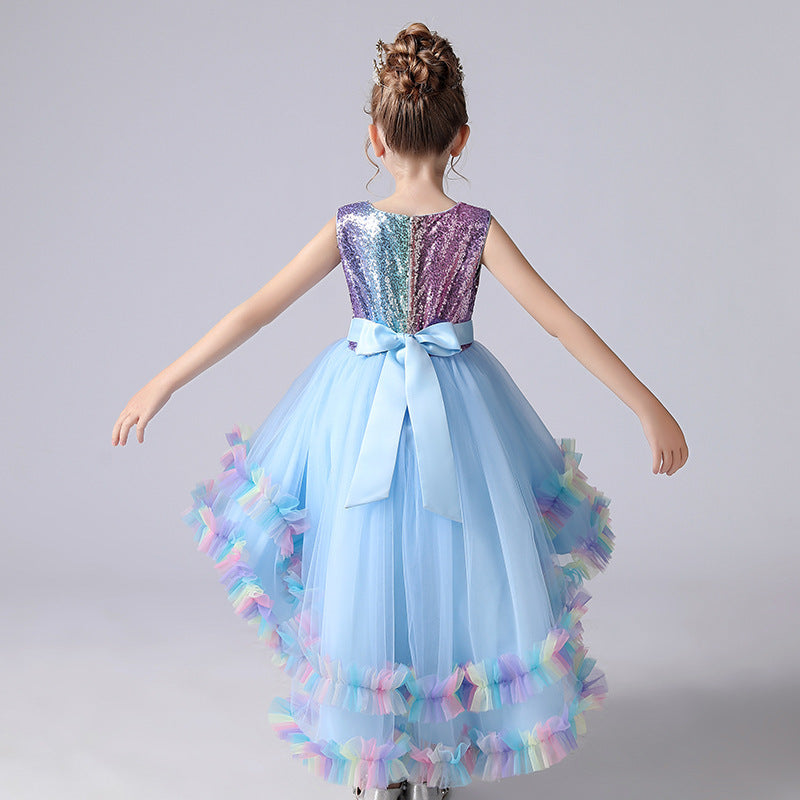 Girls’ Lace Flower Girl Dress – Elegant Catwalk Performance Costume