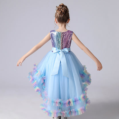 Girls’ Lace Flower Girl Dress – Elegant Catwalk Performance Costume