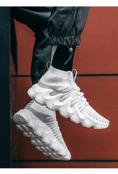 Men’s High-Top Sock Sneakers – Breathable Fly Woven Mesh