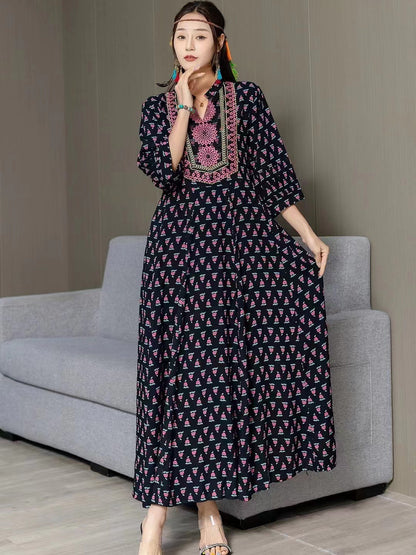Fashion Personalized Ethnic Style Cotton Dress