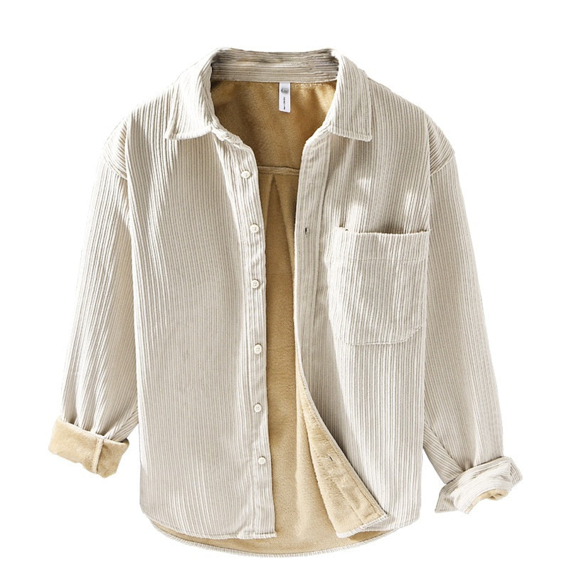 Thickened Velvet Padded Shirt Men's Loose Leisure Warm Top