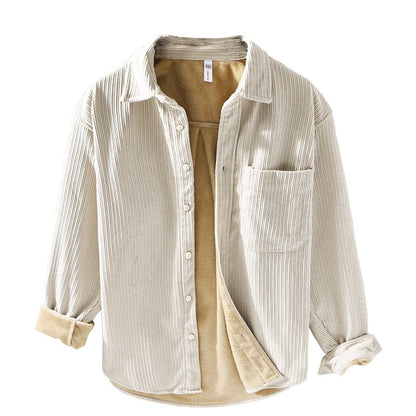 Thickened Velvet Padded Shirt Men's Loose Leisure Warm Top
