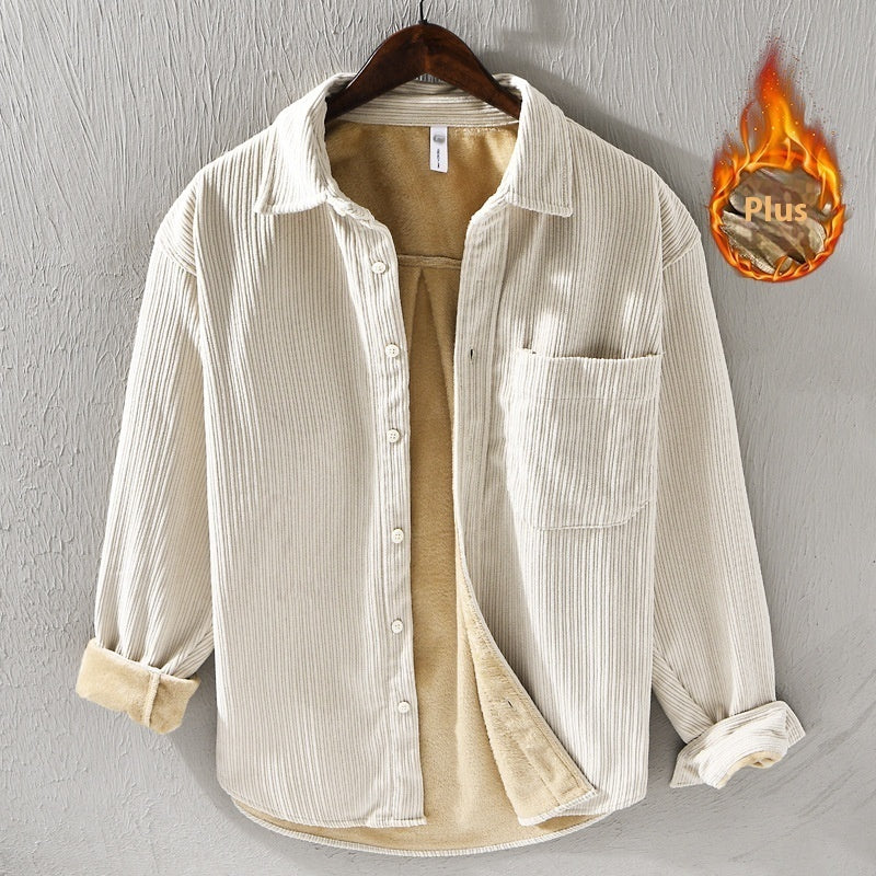 Thickened Velvet Padded Shirt Men's Loose Leisure Warm Top
