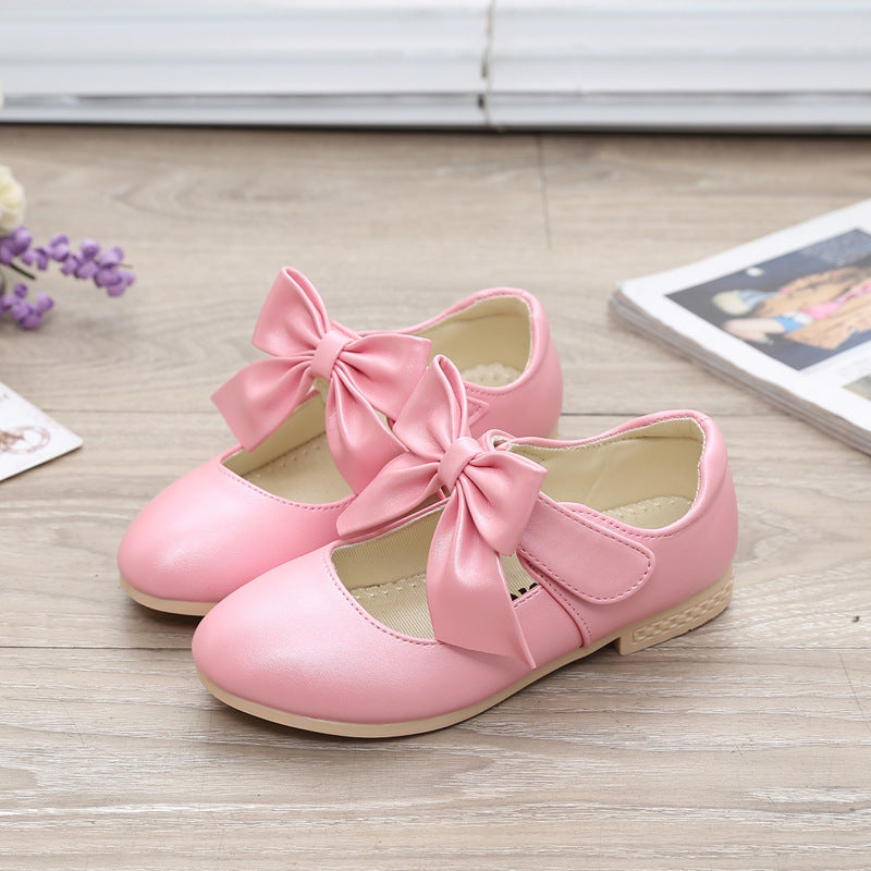 Girls’ White Leather Shoes – Bowknot Princess Dress Shoes for Children