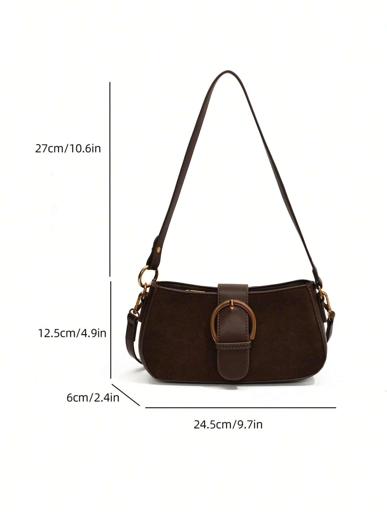 Women’s Retro Suede Saddle Bag – Solid Color Dual Strap Shoulder & Crossbody Purse