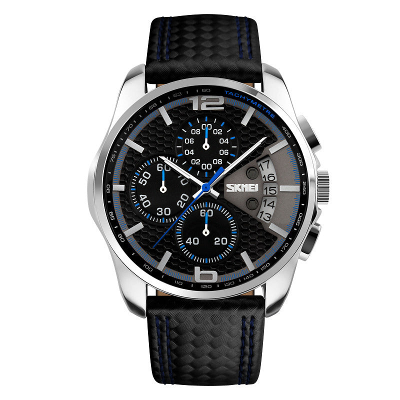 Leather Quartz Sports Watch – Men’s Luxury Casual Wristwatch