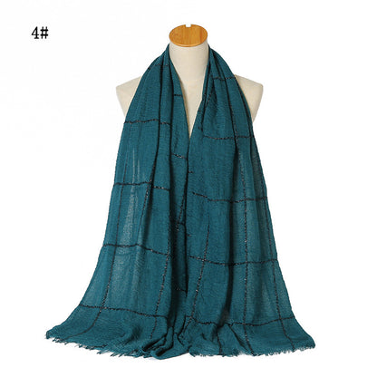 Glitter Lace Lines Sequins Crinkle Crimp Ripped Cotton Turban Hijab