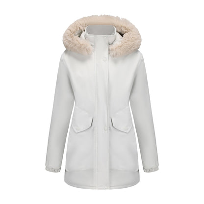 Women's Mid-length Big Fur Collar Cotton Coat Jacket