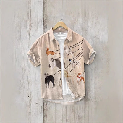 Men's Versatile Casual Loose Button Printed Shirt