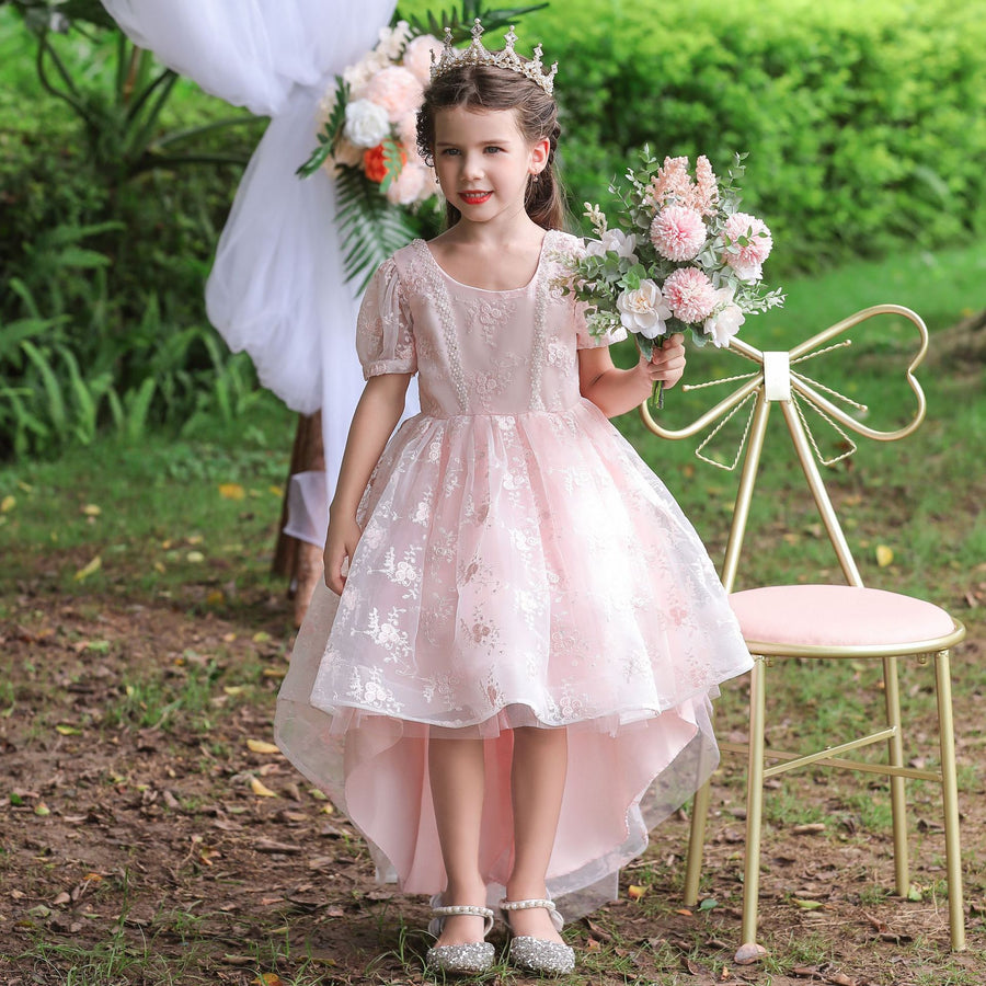 Girls’ Lace Dress – Elegant Trailing Princess Outfit for Children