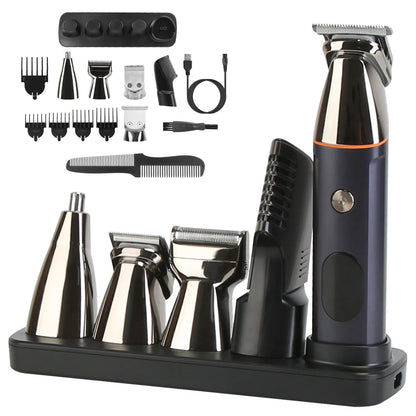 All-In-One Men’s Beard Trimmer – 5-in-1 Waterproof Cordless Grooming Kit with Hair Clipper & Nose Trimmer