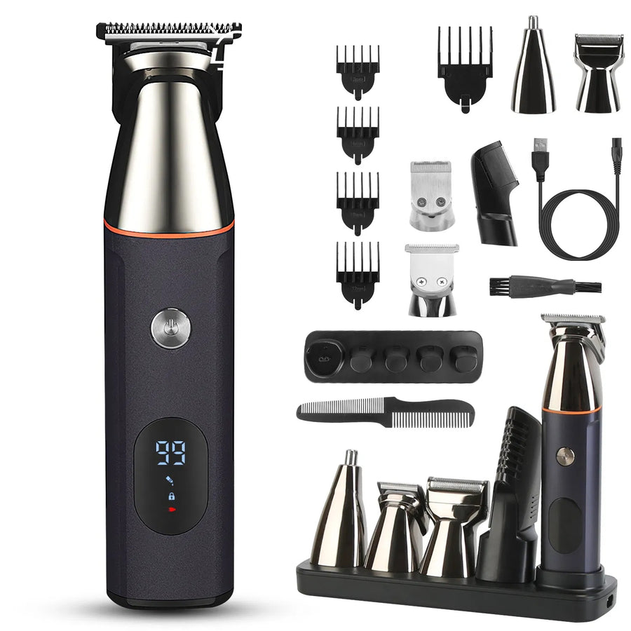 All-In-One Men’s Beard Trimmer – 5-in-1 Waterproof Cordless Grooming Kit with Hair Clipper & Nose Trimmer