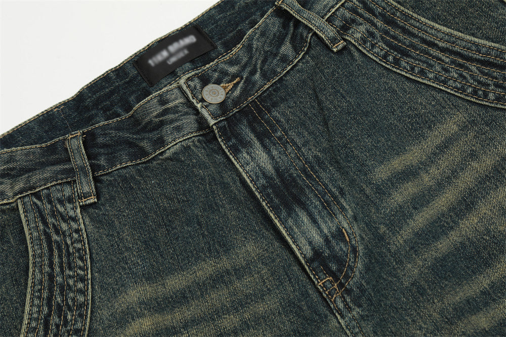 Fashion Washed Yellow Denim Overalls Men