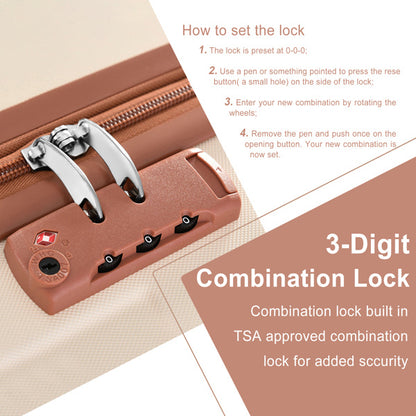 3-Piece Hard-shell Luggage Set with Wheels & TSA Lock – White Carry-On Suitcases for Men & Women