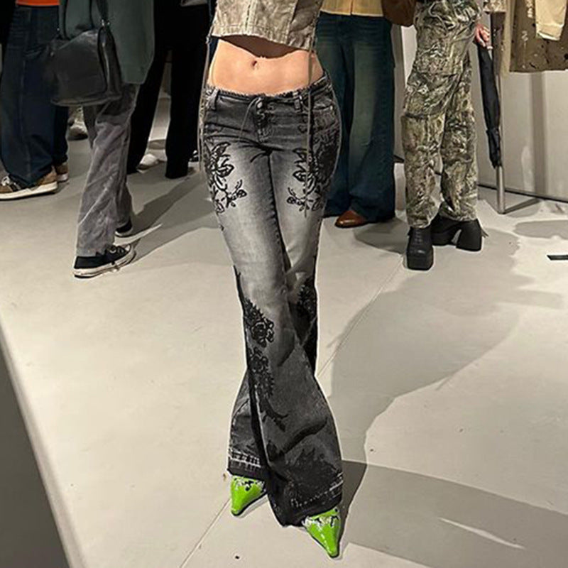 Women’s Slimming Printed Washed Jeans