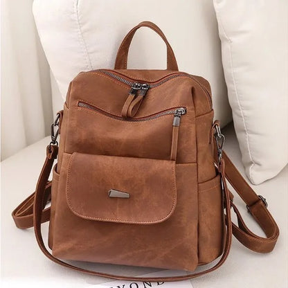 Women’s Backpack Purse – Waterproof PU Leather Shoulder Bag Handbag (Brown)