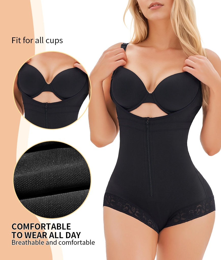 Women's Fajas Colombians Shapewear For Women Postpartum Tummy Control Bodysuit Full Body Shaper For Women Body Butt Lifter Panties Zipper Straps Thong Bodysuit