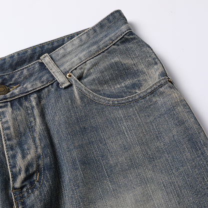 Distressed Washed Denim Trousers For Men