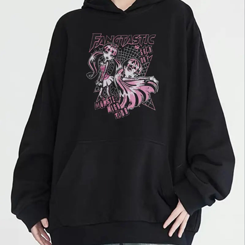 Women's Casual Hoodie With Monster Cartoon Print