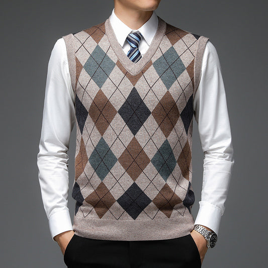 Sleeveless Knitted Sweater For Men