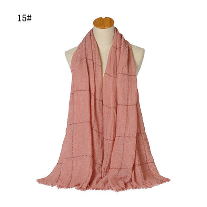 Glitter Lace Lines Sequins Crinkle Crimp Ripped Cotton Turban Hijab