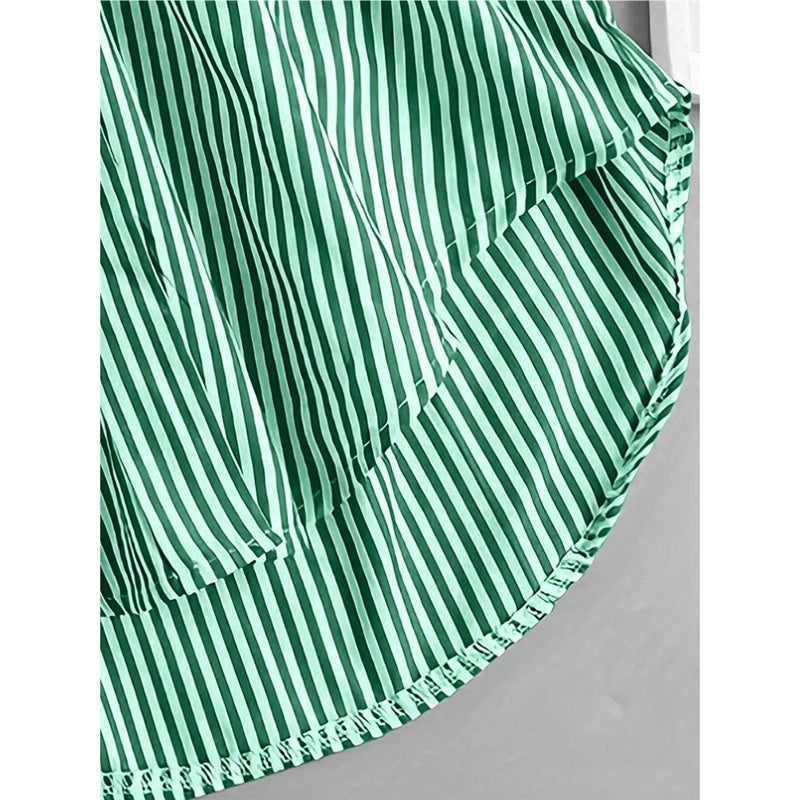 Women Oversized Button Down Striped Shirts