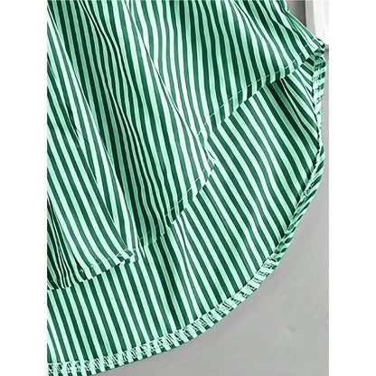 Women Oversized Button Down Striped Shirts