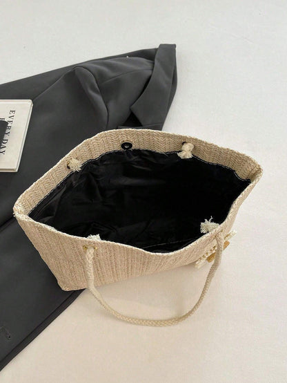 Women’s Large Capacity Shoulder Bag – New Style Korean Woven Tote Handbag