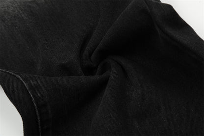 Contrast Color Denim Straight-leg Trousers Men